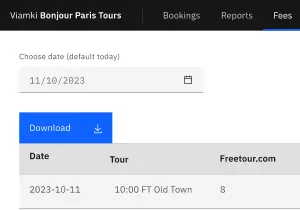 Viamki free tour software calculating fees